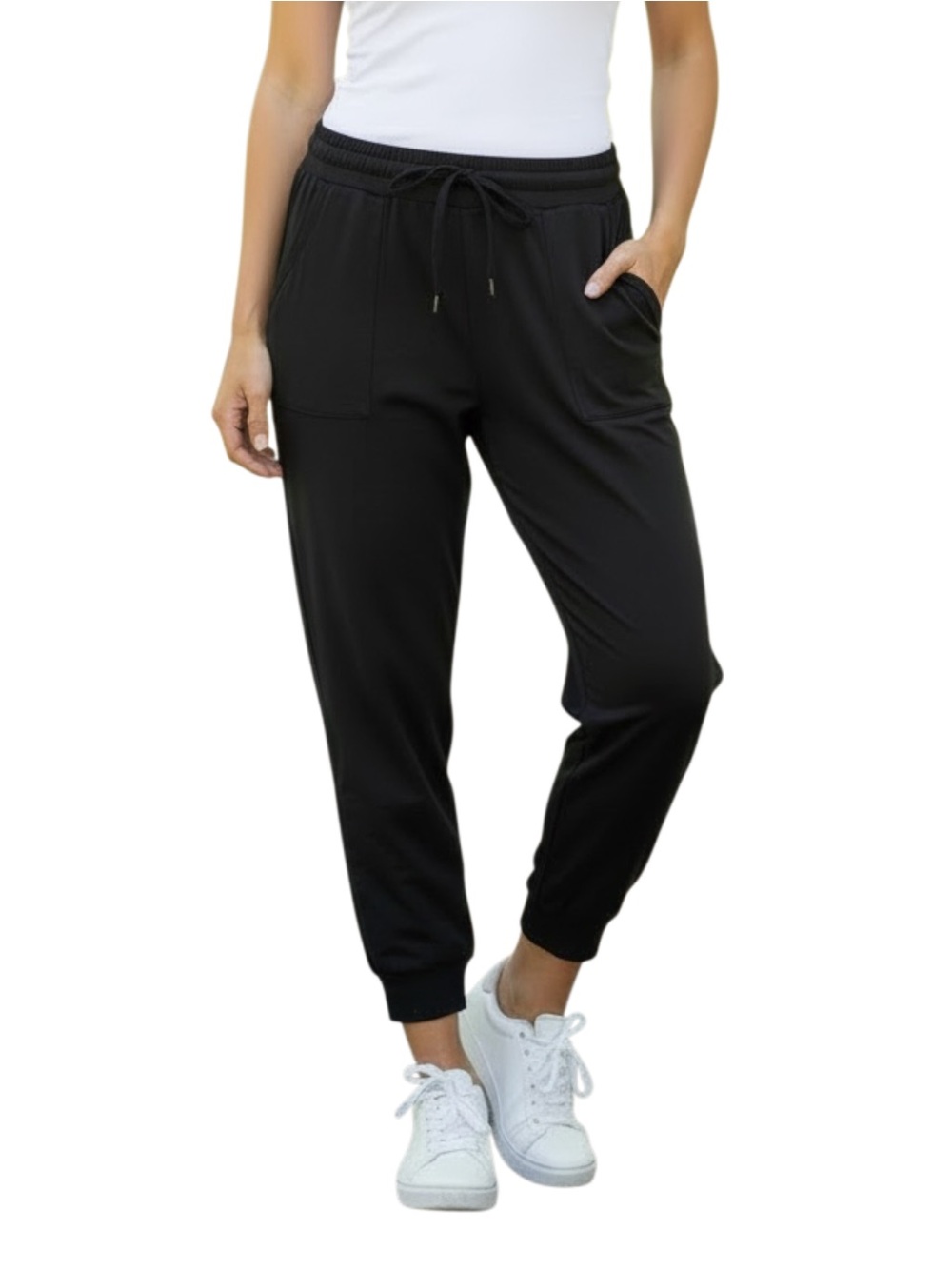 Splendid Knit Jogger Drawstring Elastic Cuff Ankles, Black, Size‎ XL